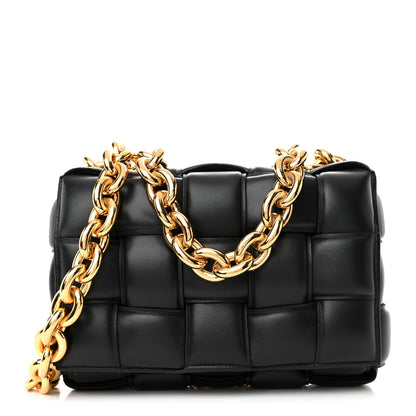 Bottega Veneta Lambskin Maxi Intreccio Padded Chain Cassette Crossbody Bag Black 1 of 13