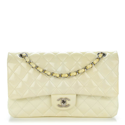 Chanel Distressed Patent Quilted Medium Double Flap Ivory 1 of 8