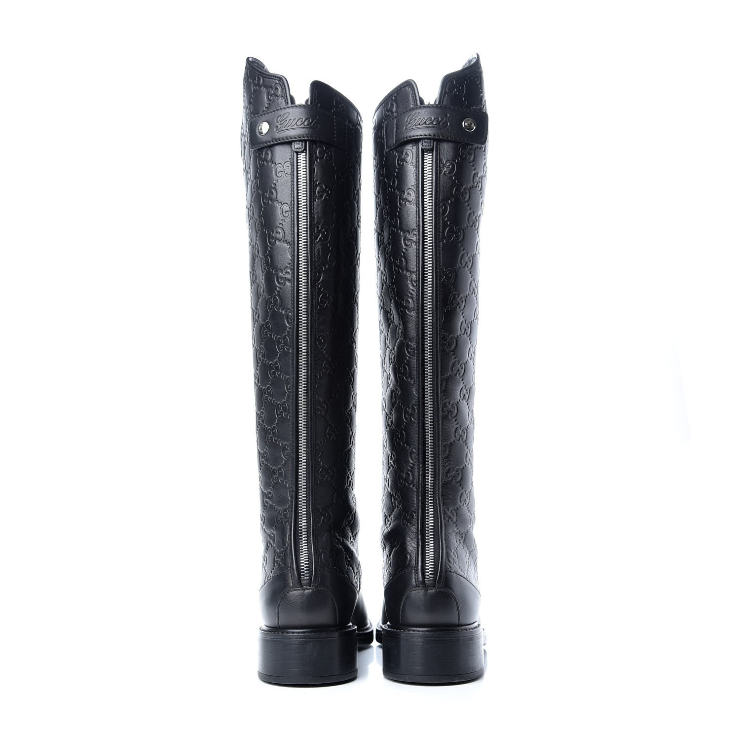 Gucci Guccissima Calfskin Miro Soft Knee High Riding Boots 39 Black 5 of 9