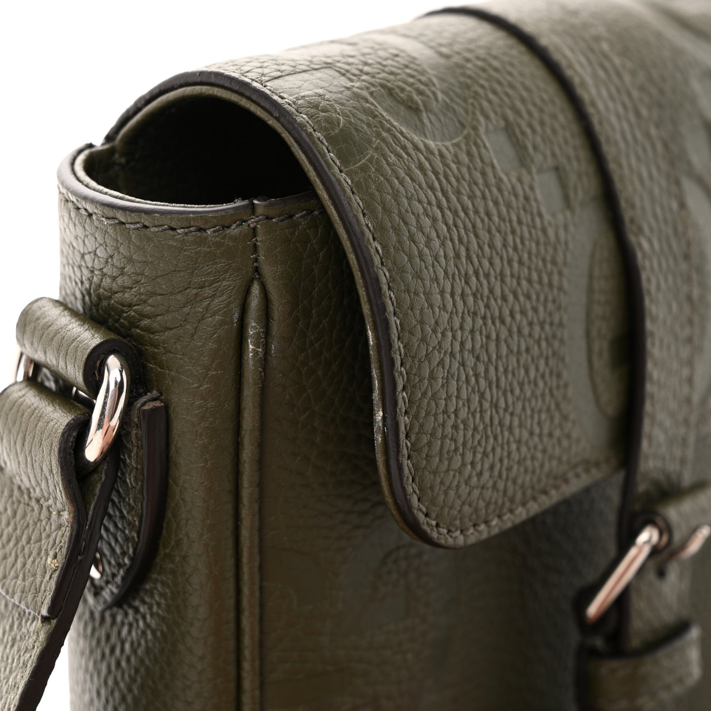 Piuma Calfskin Jumbo GG Embossed Small Messenger Bag Dark Green