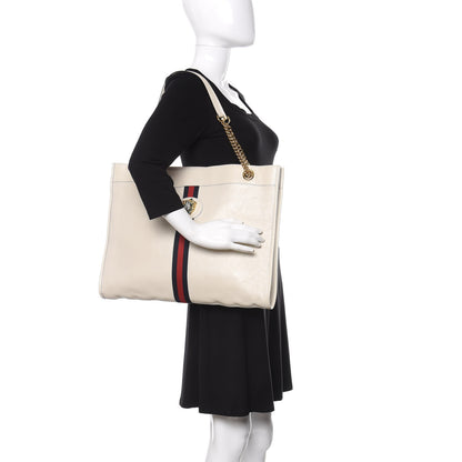 Gucci Suede Calfskin Large Rajah Chain Tote White 2 of 10