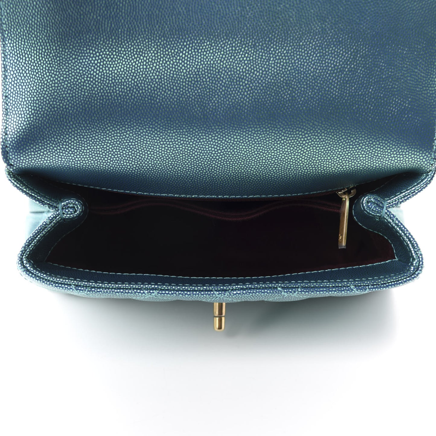 Metallic Caviar Quilted Mini Coco Handle Flap Blue
