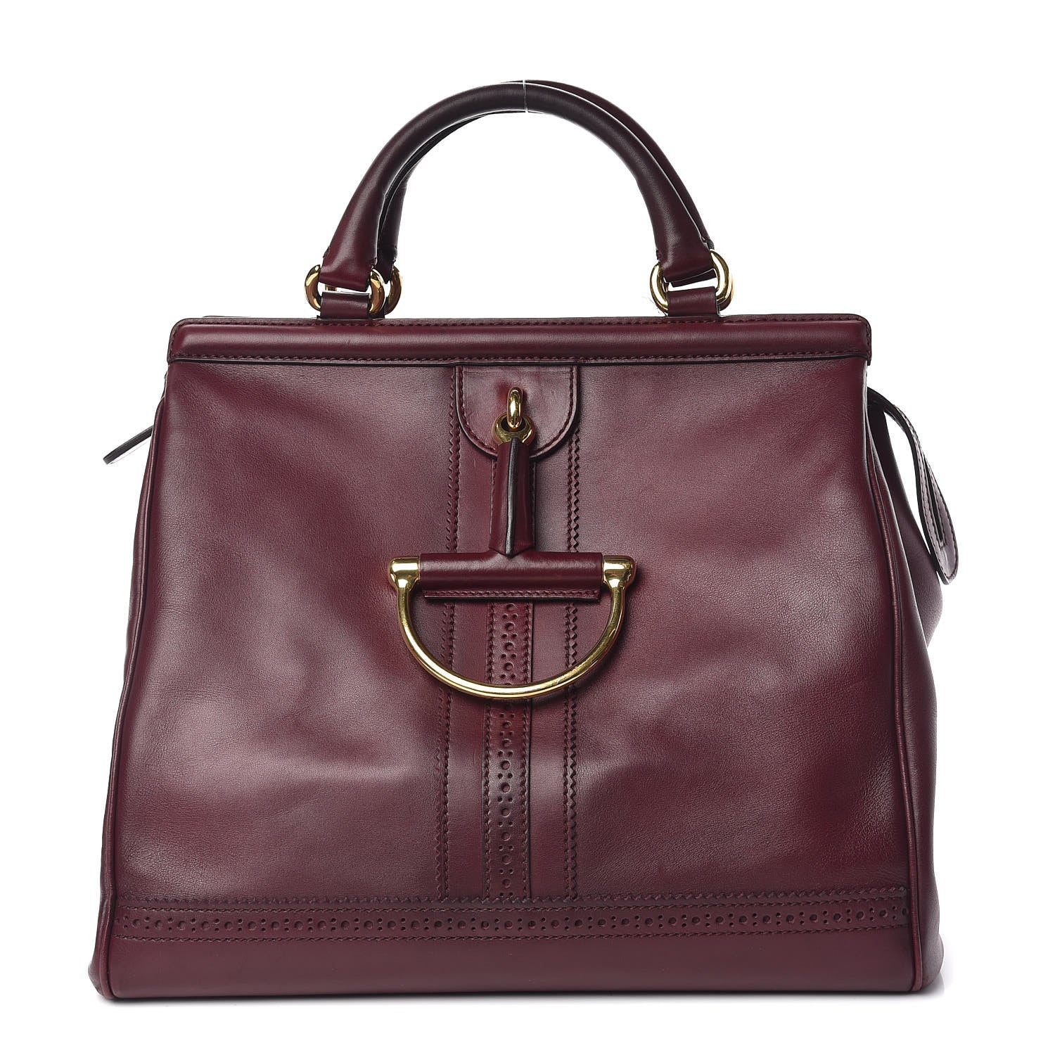 Gucci Calfskin Duilio Brogue Top Handle Bag Burgundy 1 of 22