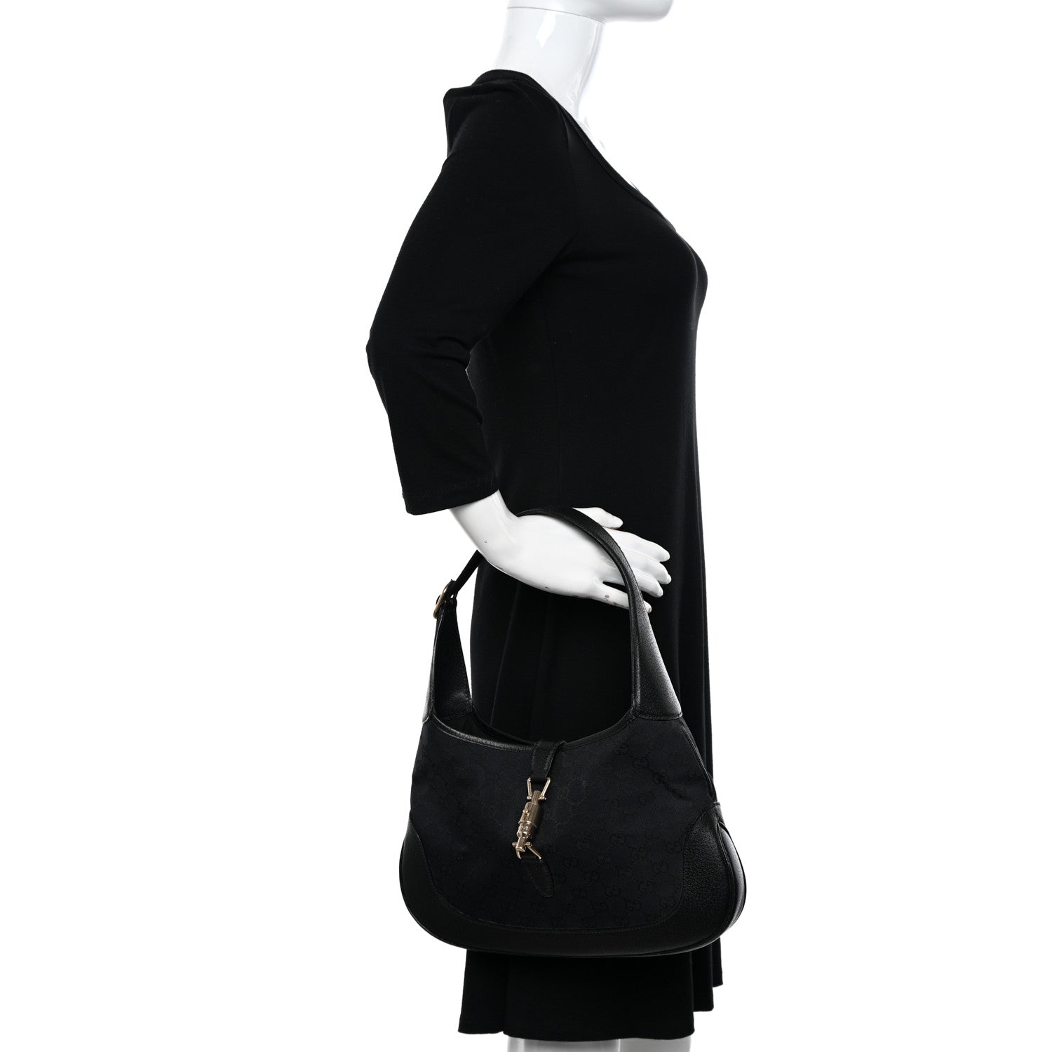 Gucci Monogram Small Jackie O Hobo Black 2 of 13