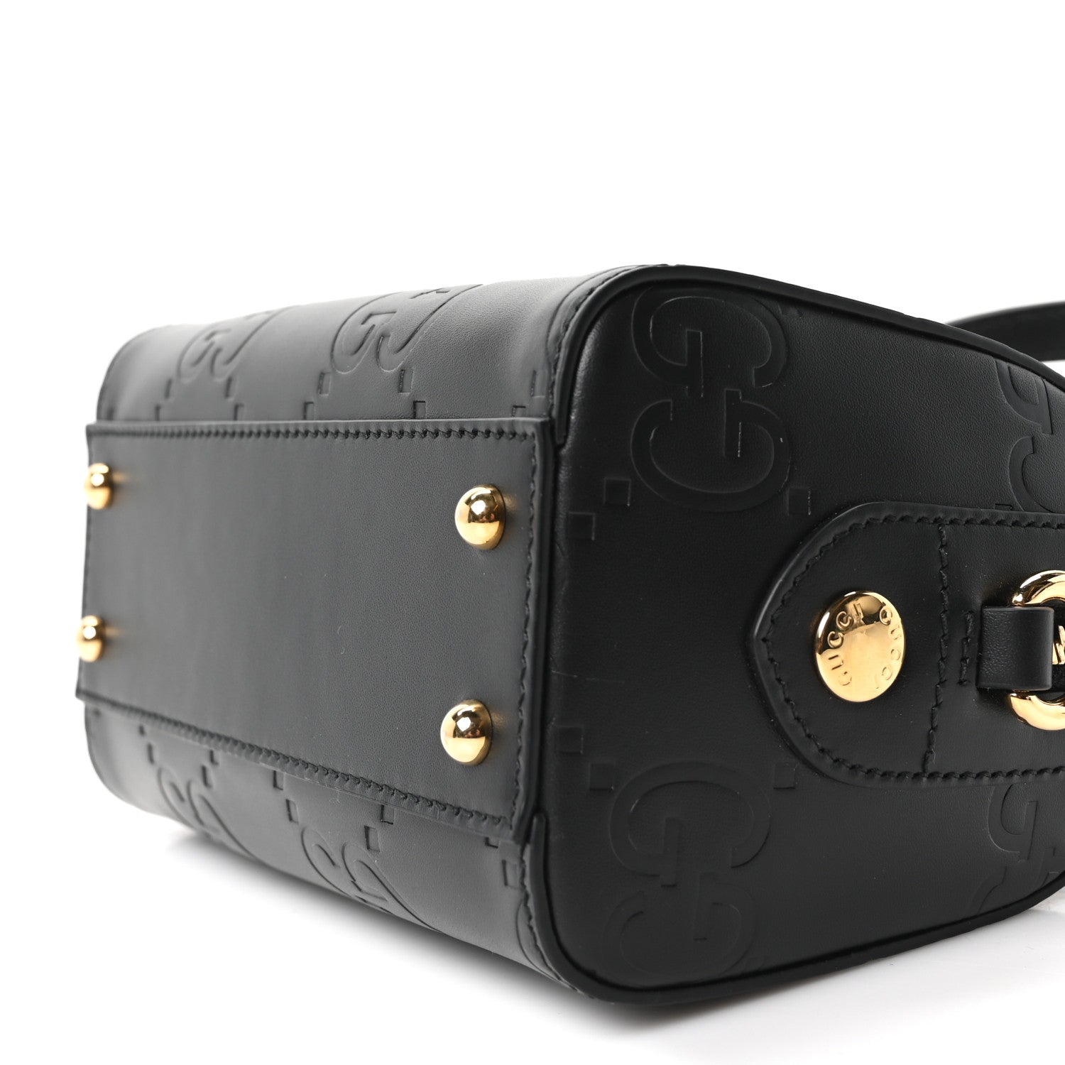 Gucci Calfskin Jumbo GG Embossed Super Mini Top Handle Bowler Bag