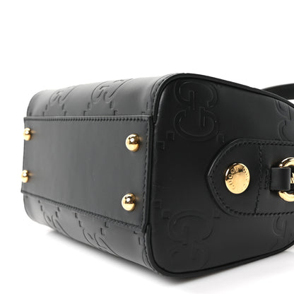 Gucci Calfskin Jumbo GG Embossed Super Mini Top Handle Bowler Bag Black 10 of 10