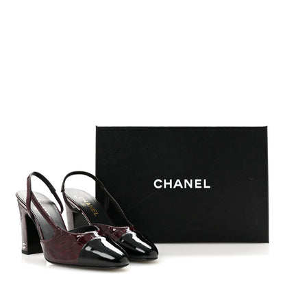 Chanel Patent Calfskin Crocodile Embossed Ballerina Flats 38.5 Dark Burgundy Black 10 of 10
