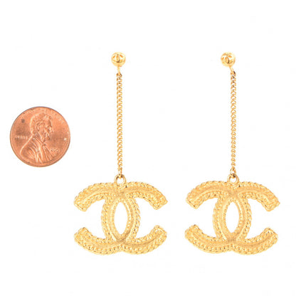 Chanel CC Drop Earrings Gold 2 of 3