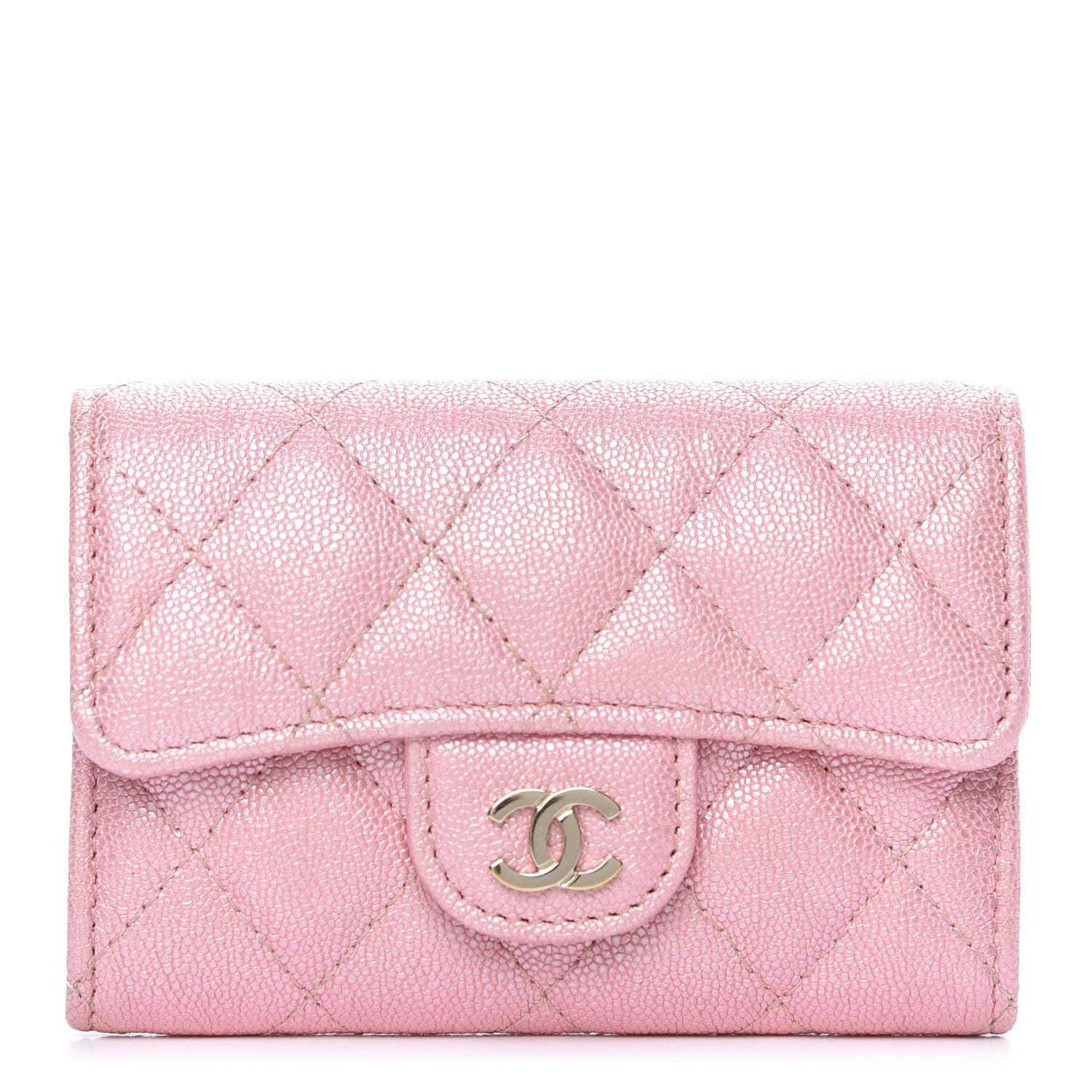 Chanel Iridescent Caviar Quilted Flap Card Holder Rose Pink 1 of 8