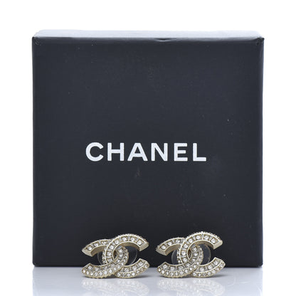 Chanel Crystal Timeless CC Earrings Light Gold 5 of 5