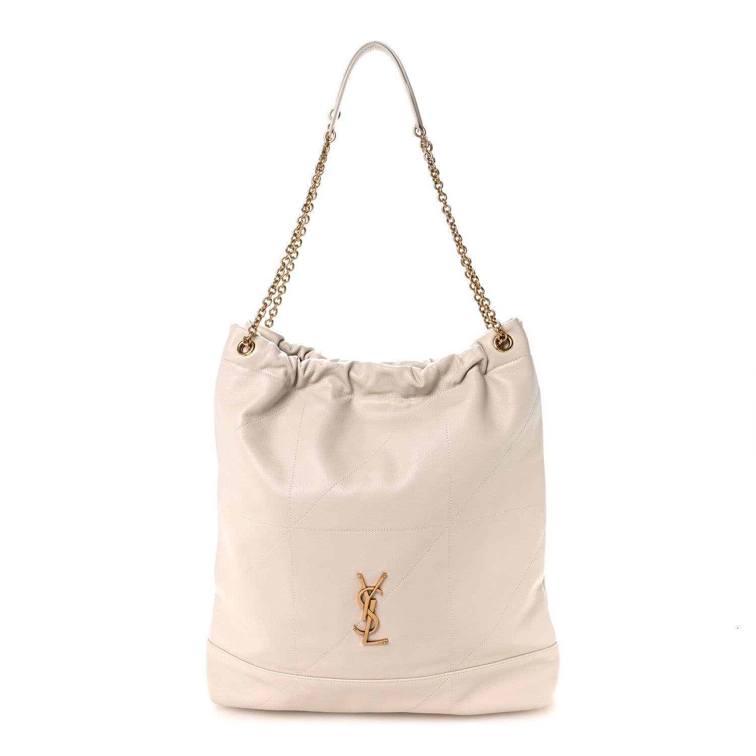 Saint Laurent Lambskin Matelasse Monogram Large Jamie Pochon Blanc Vintage 1 of 11