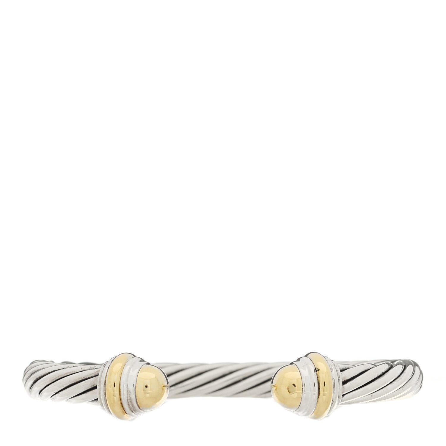 David Yurman Sterling Silver 14K Yellow Gold 7mm Cable Classics Dome Bracelet 1 of 3