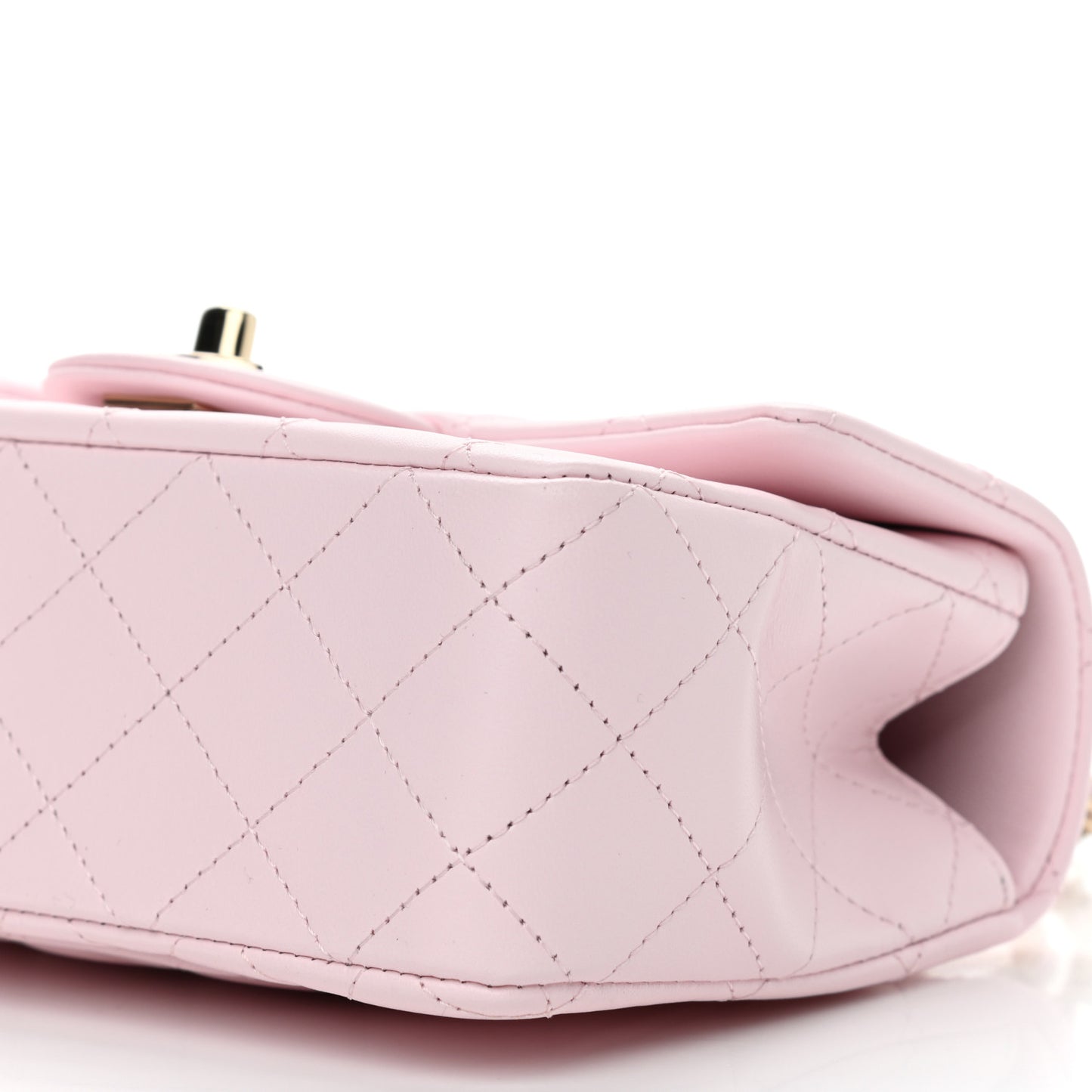 Lambskin Quilted Mini Top Handle Rectangular Flap Light Pink