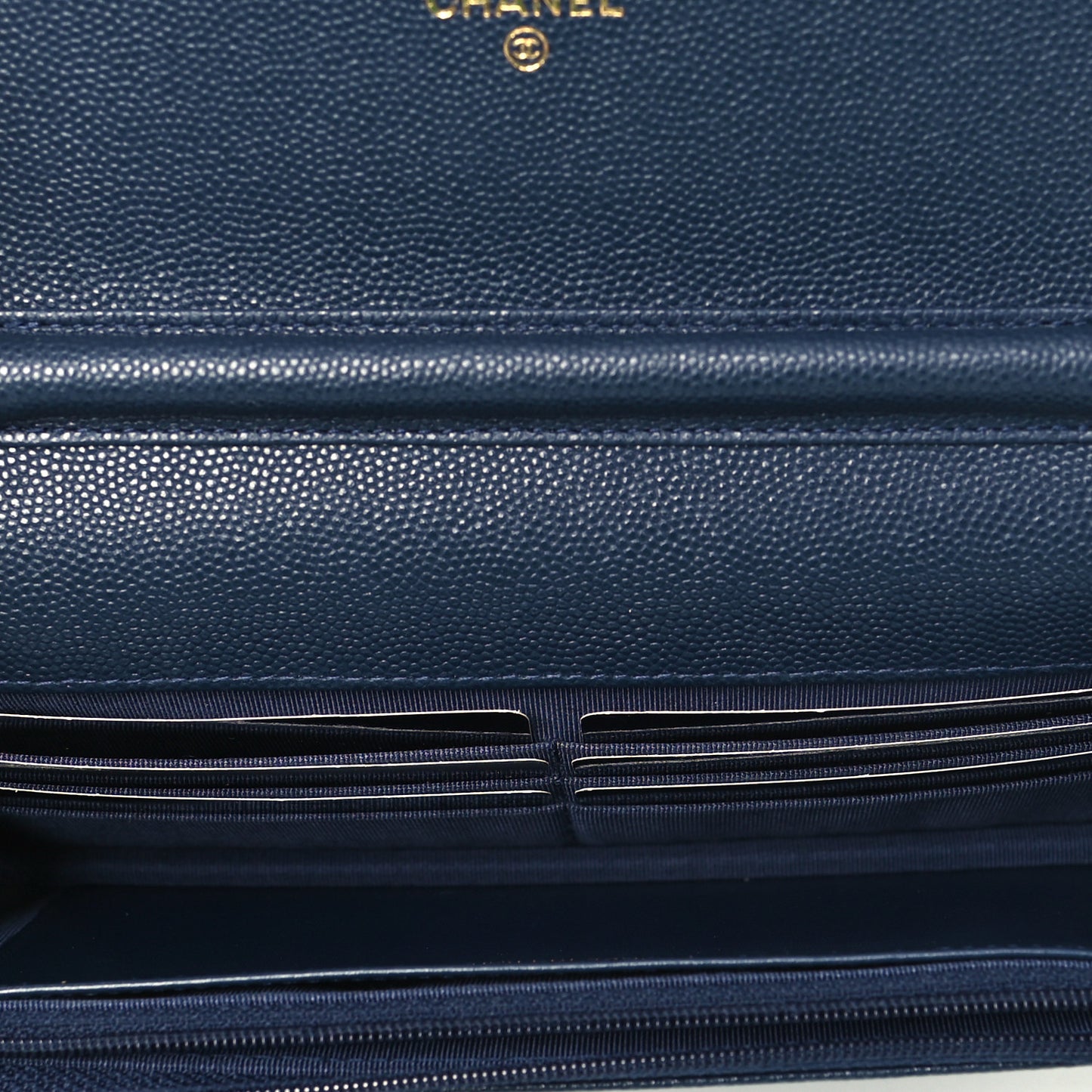 Caviar Quilted Wallet On Chain WOC Navy Blue