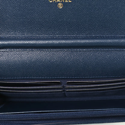 Chanel Caviar Quilted Wallet On Chain WOC Navy Blue 4 of 8