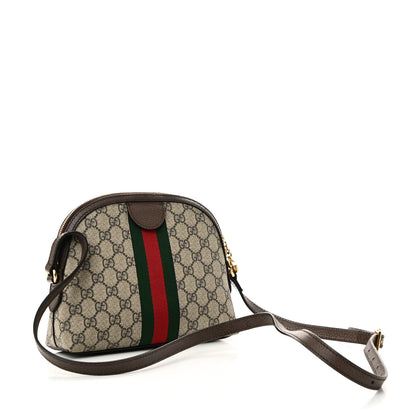 Gucci GG Supreme Monogram Textured Dollar Calfskin Web Small Ophidia Dome Shoulder Bag Beige Ebony New Acero 3 of 10