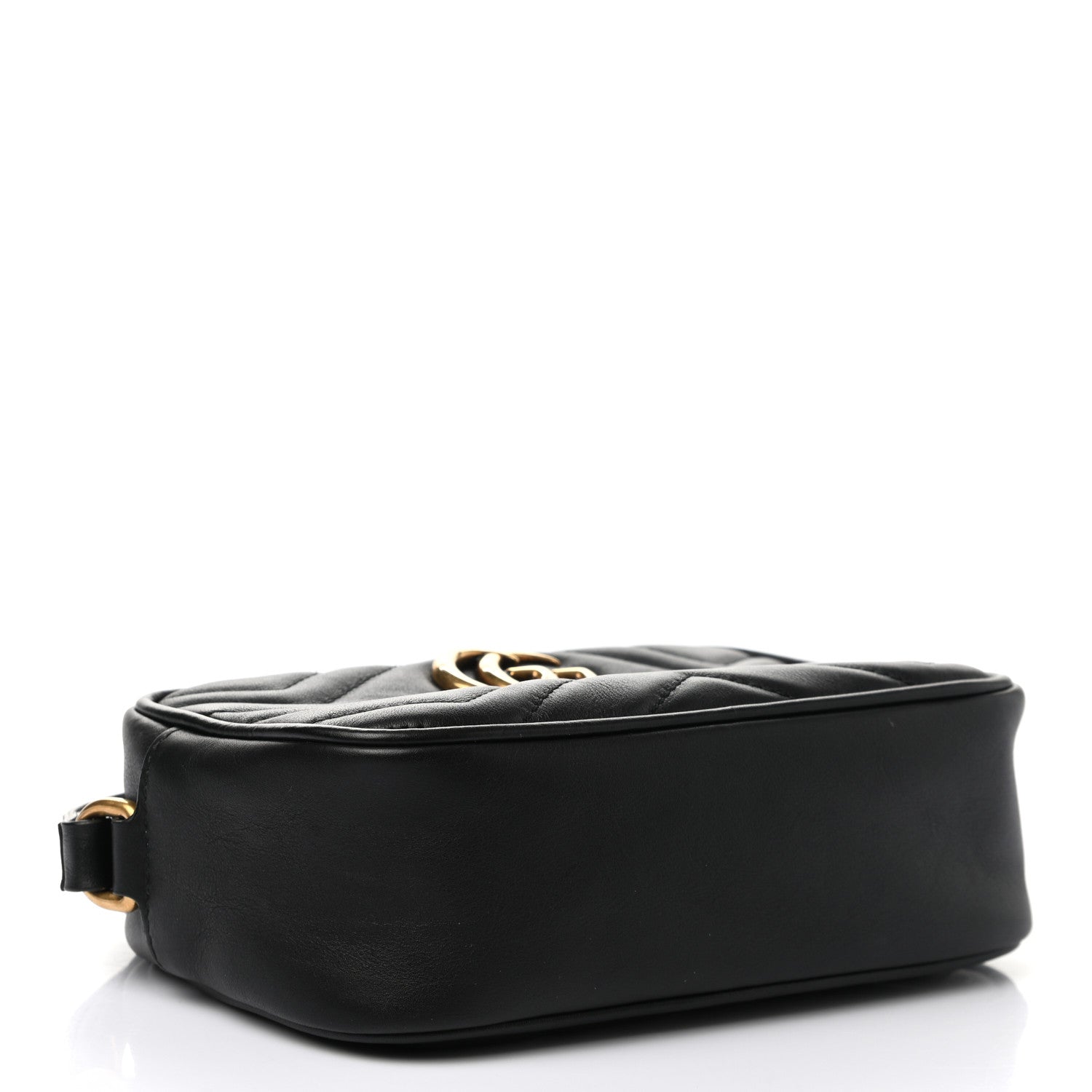 Gucci Calfskin Matelasse Mini GG Marmont Wrist Wallet Hibiscus Black 4 of 10