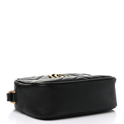Gucci Calfskin Matelasse Mini GG Marmont Wrist Wallet Hibiscus Black 4 of 10