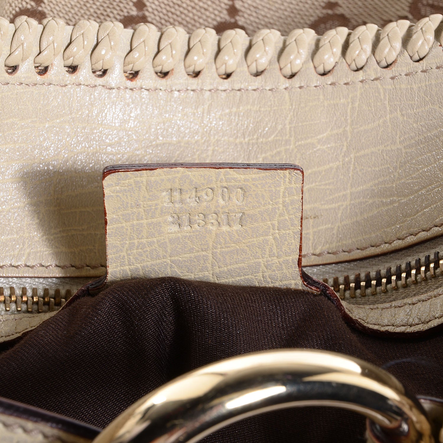 Gucci Monogram Large Horsebit Chain Hobo Off White 6 of 7