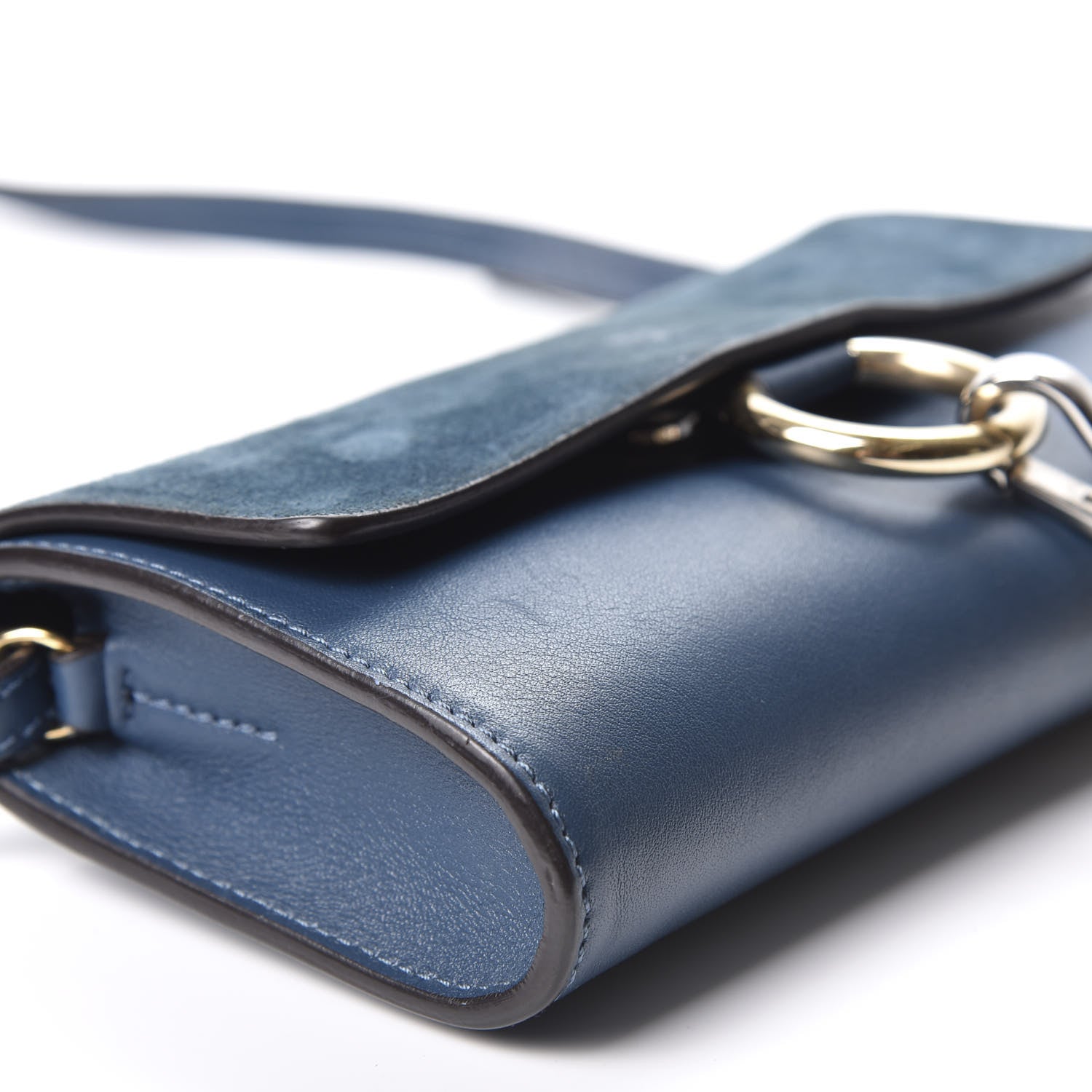 Chloe Suede Calfskin Mini Faye Shoulder Bag Majolica Blue 5 of 10