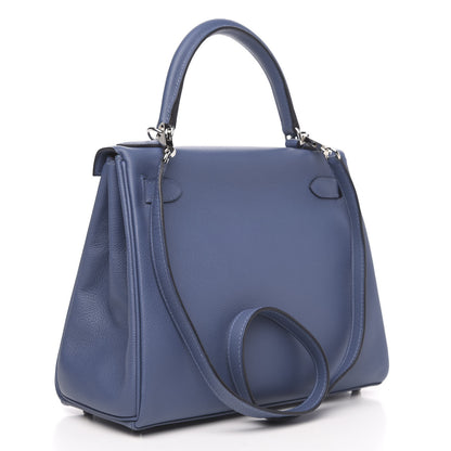 Hermes Evercolor Verso Kelly Retourne 28 Bleu Brighton Orange Poppy 4 of 10