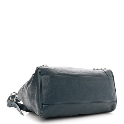 Balenciaga Chevre Silver Metallic Edge Hardware Velo Bleu Paon 4 of 10