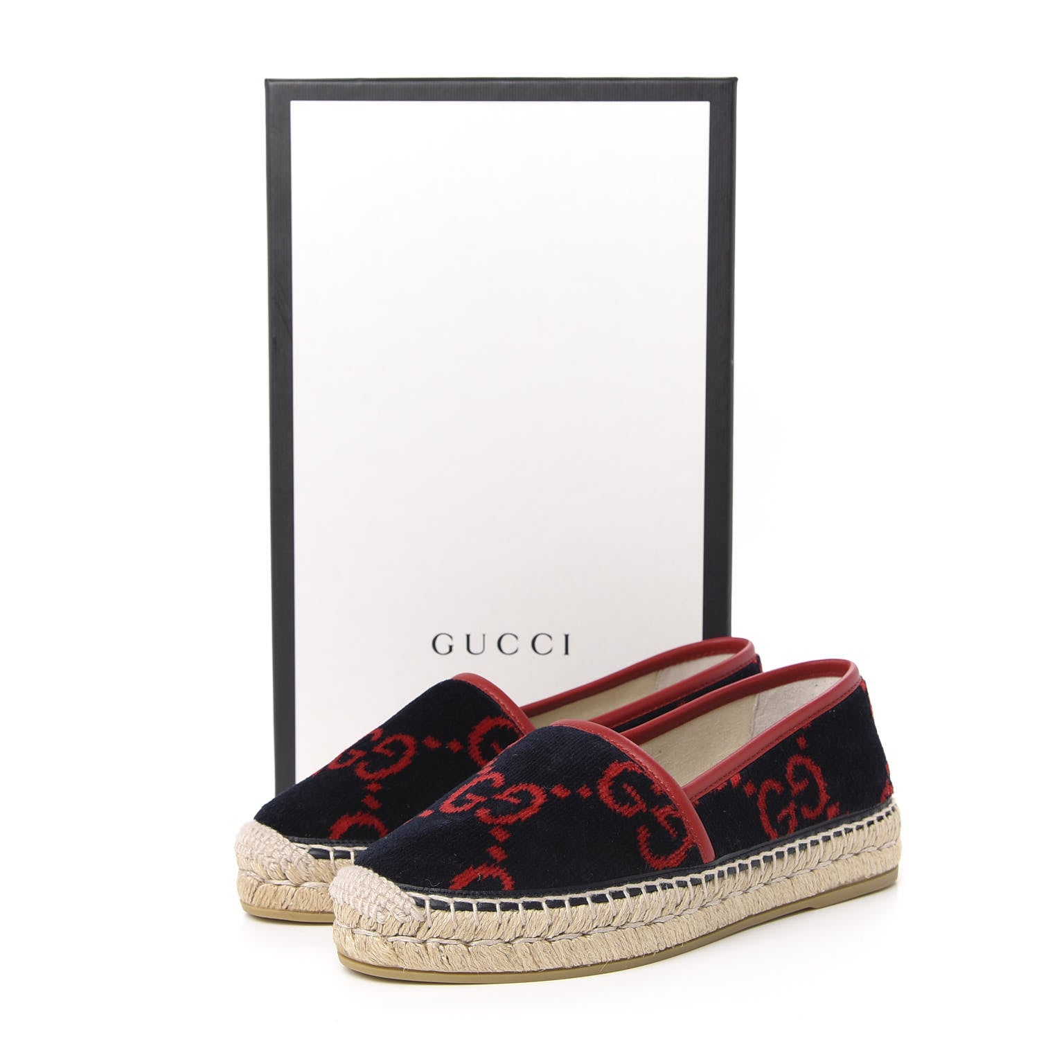 Gucci Terry Cloth GG Monogram Espadrilles 36 Blue Red 9 of 9