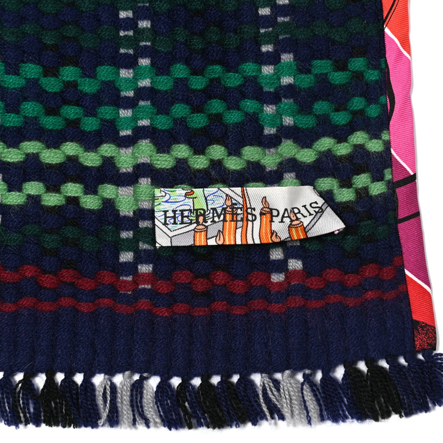 Hermes Cashmere Madras Pixel Stole 4 of 4