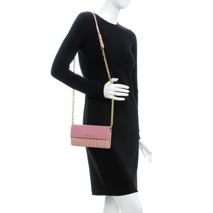 Miu Miu Nappa Matelasse Bicolor Wallet On Chain Loto Orchide 2 of 7