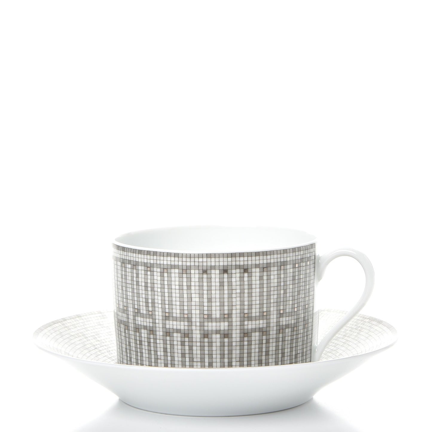 Porcelain Mosaique Au 24 Breakfast Cup And Saucer Set Of 2 Platine