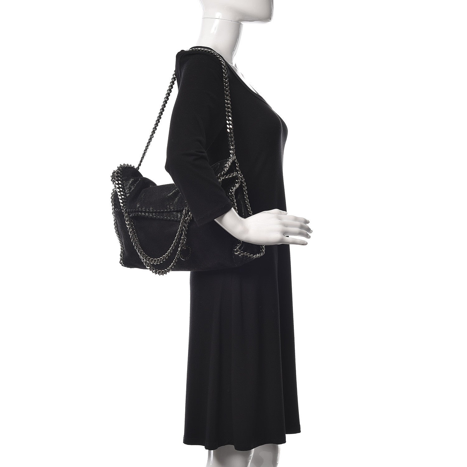 Stella McCartney Embellished Shaggy Deer Small Falabella Fold Over Tote Black 2 of 9