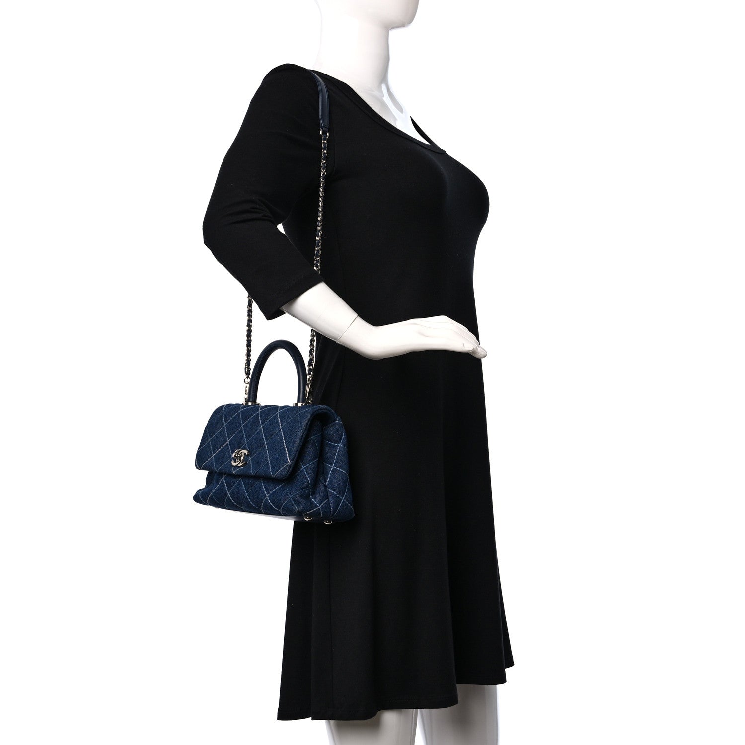 Chanel Denim Quilted Mini Coco Handle Flap Blue 2 of 9