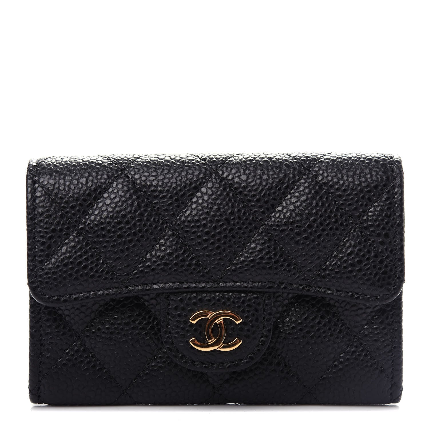 Chanel Caviar Quilted Flap Card Holder Wallet Black 1 of 9