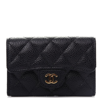 Chanel Caviar Quilted Flap Card Holder Wallet Black 1 of 9