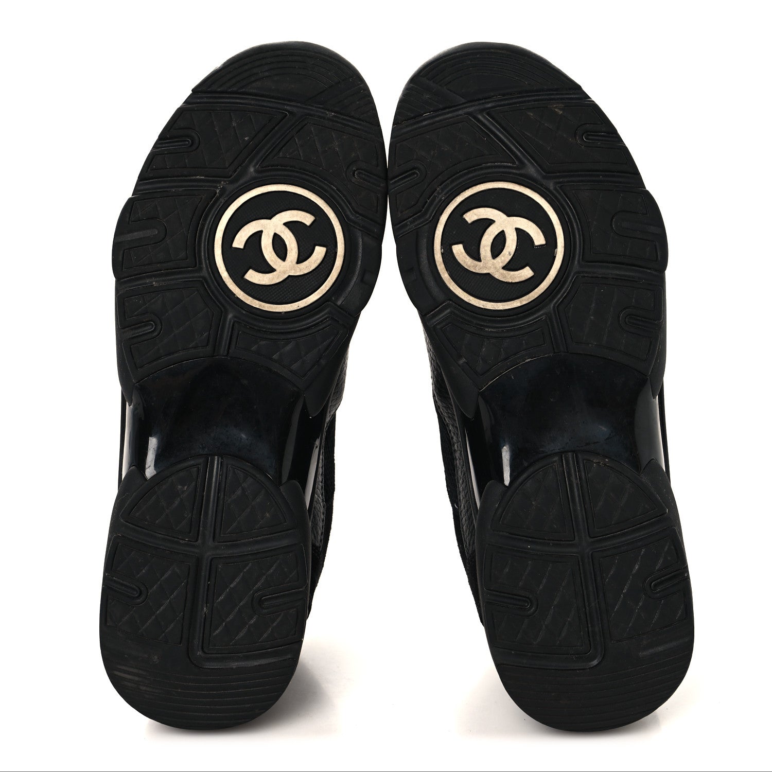 Chanel Mesh Suede Grained Calfskin Womens CC Sneakers 41 Black White 6 of 8