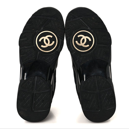 Chanel Mesh Suede Grained Calfskin Womens CC Sneakers 41 Black White 6 of 8