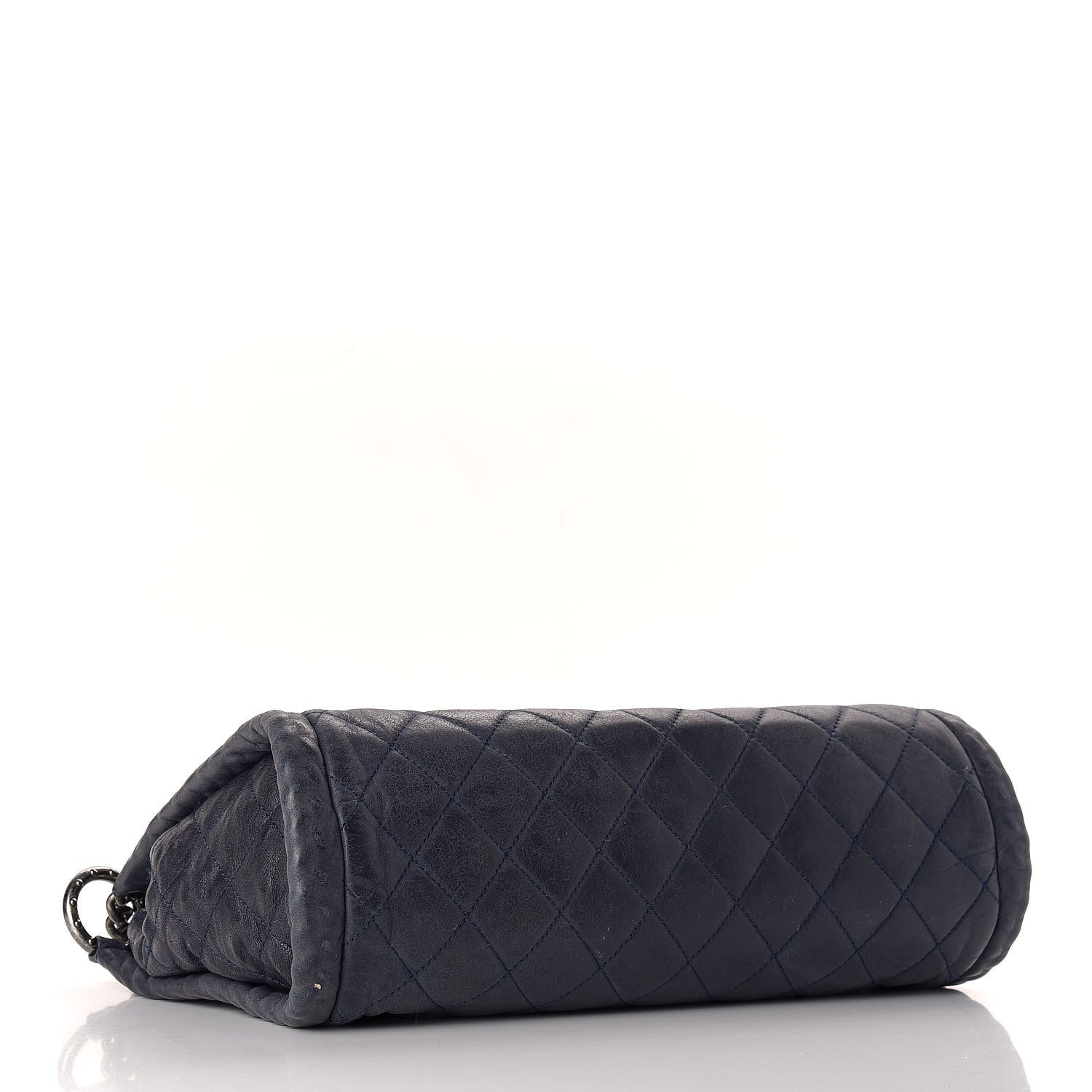 Chanel Washed Lambskin Quilted Studded CC Flap Blue Black 4 of 13