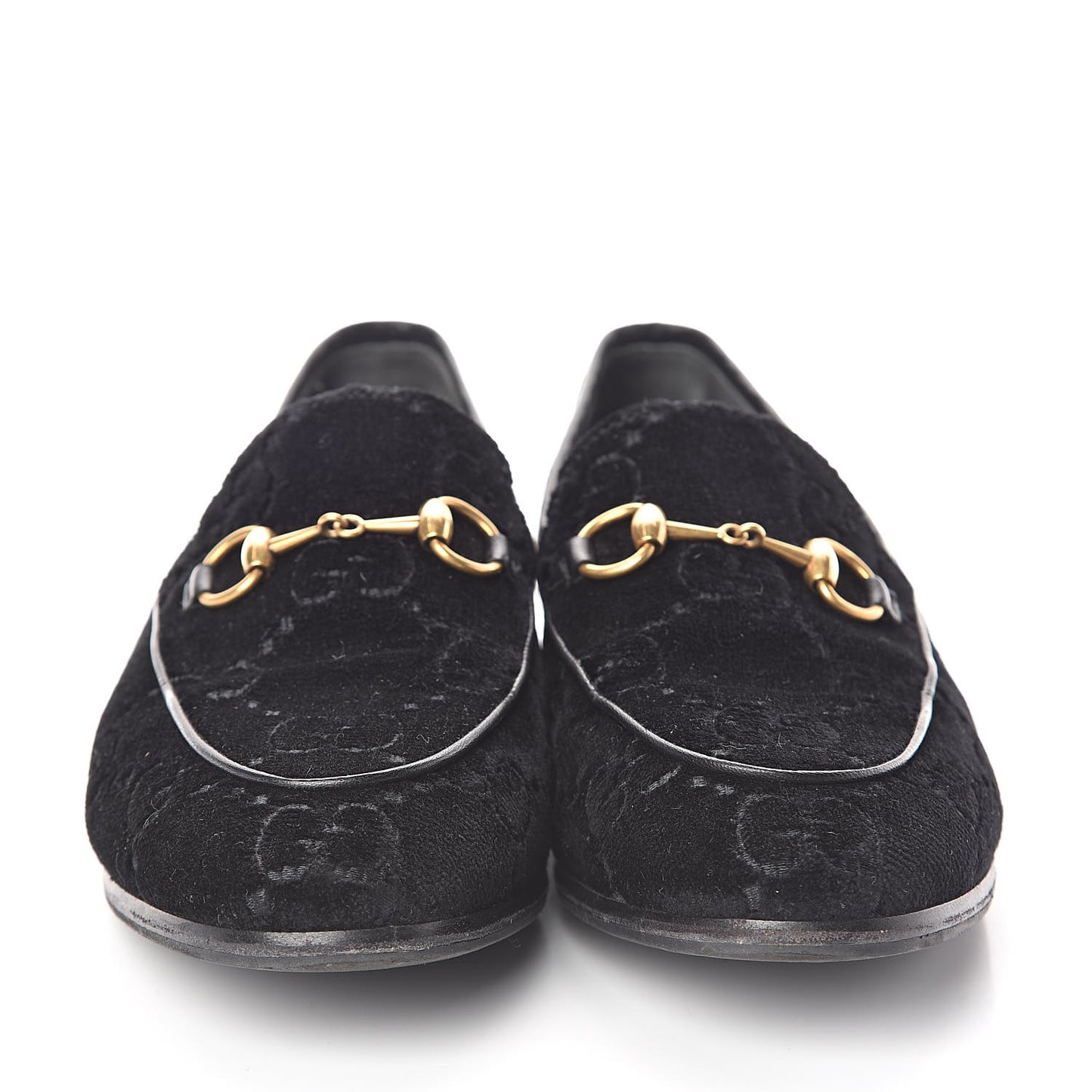 Velvet GG Monogram Horsebit Womens Jordaan Loafers 37 Black