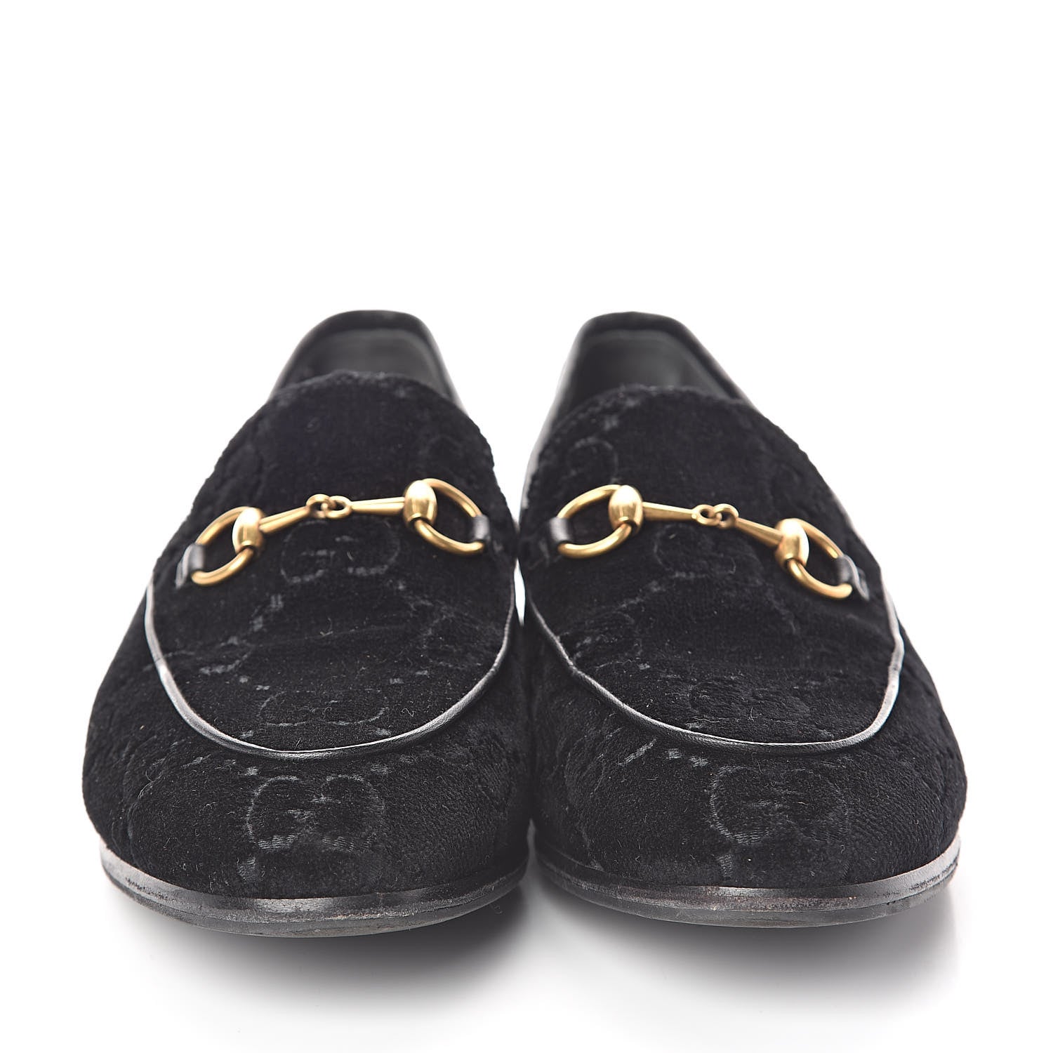 Gucci Velvet GG Monogram Horsebit Womens Jordaan Loafers 37 Black 2 of 7