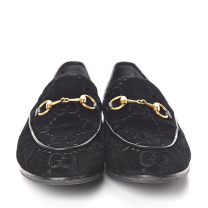 Gucci Velvet GG Monogram Horsebit Womens Jordaan Loafers 37 Black 2 of 7