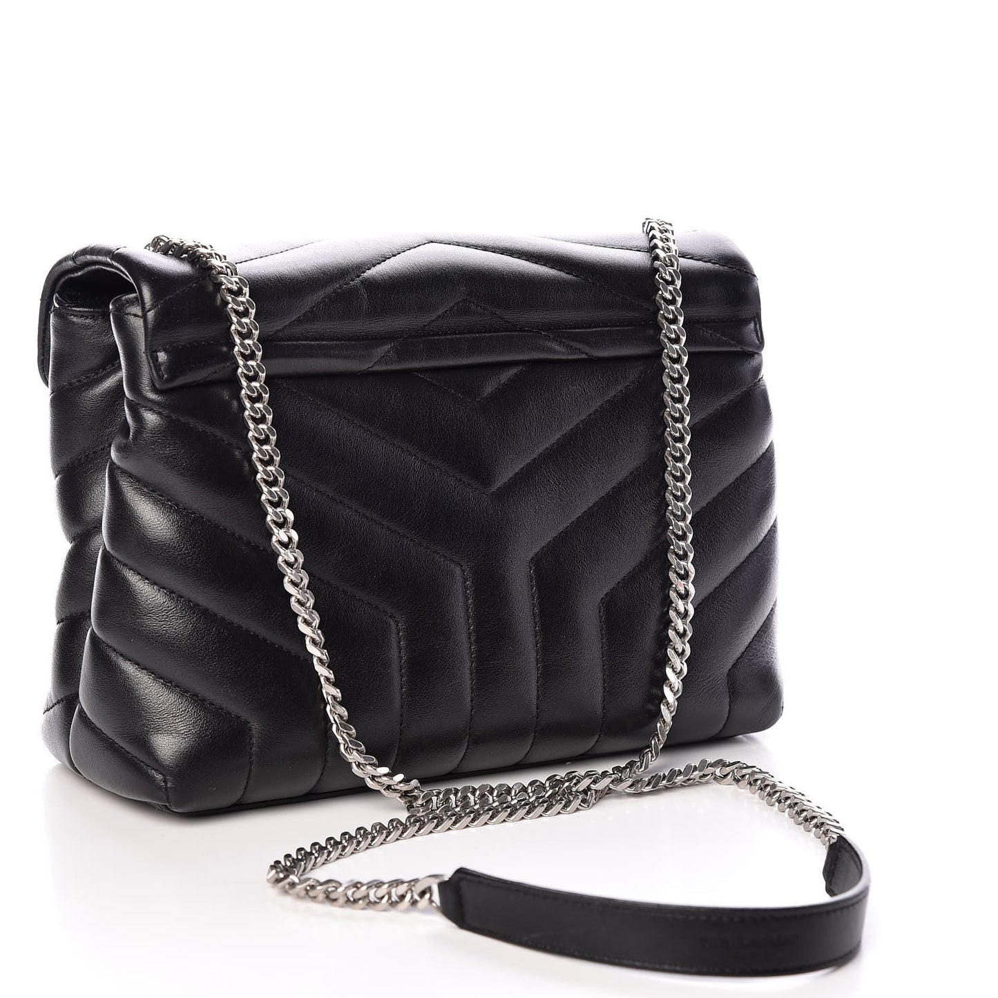 Calfskin Y Quilted Monogram Small Loulou Chain Satchel Black