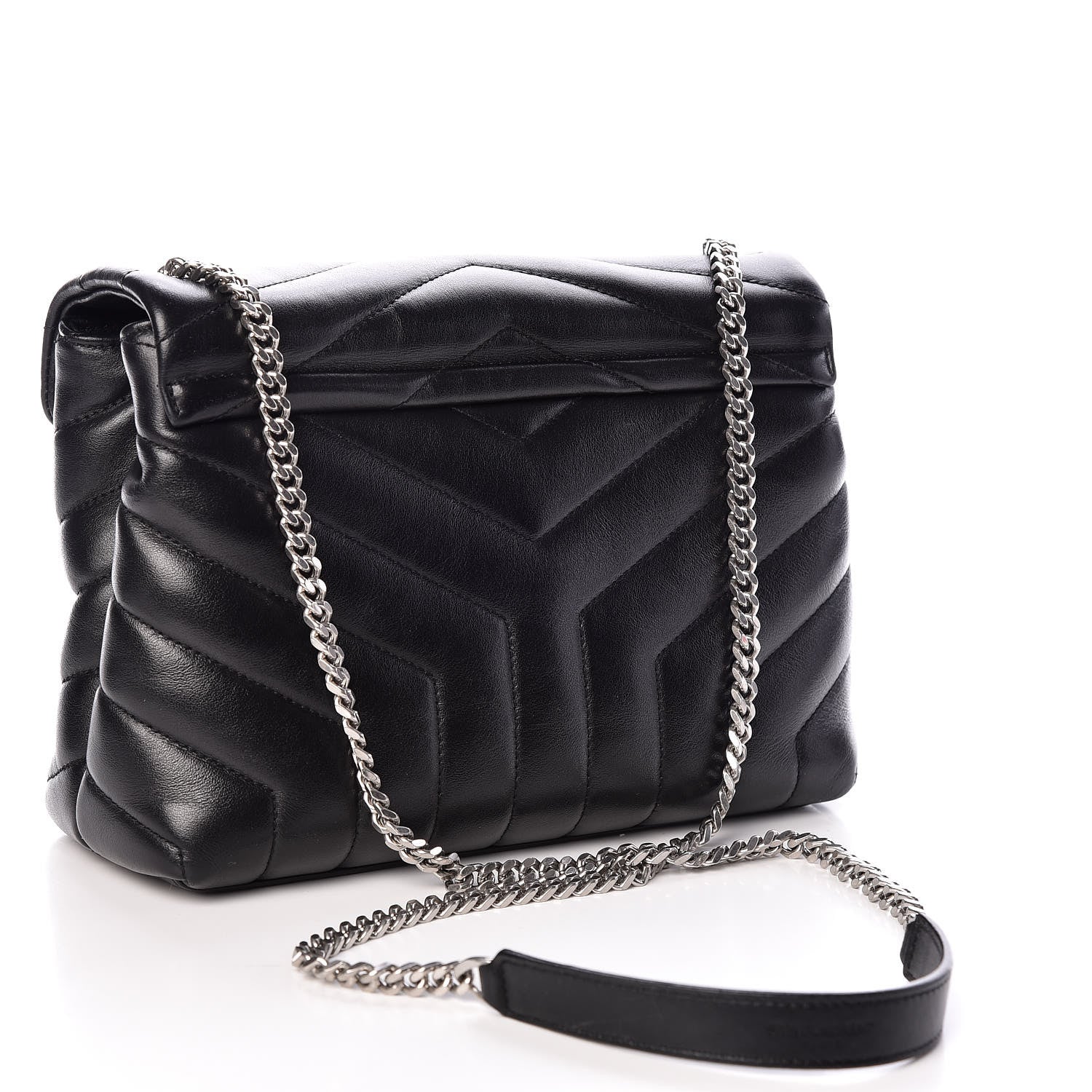 Saint Laurent Calfskin Y Quilted Monogram Small Loulou Chain Satchel Black 3 of 10