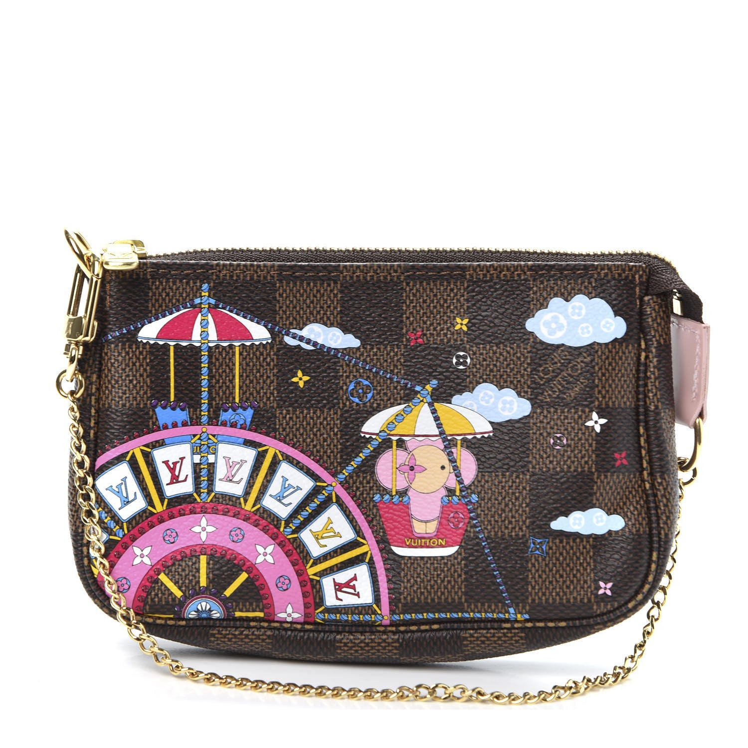 Louis Vuitton Damier Ebene 2020 Christmas Animation Big Wheel Mini Pochette Accessories Rose Ballerine 1 of 9