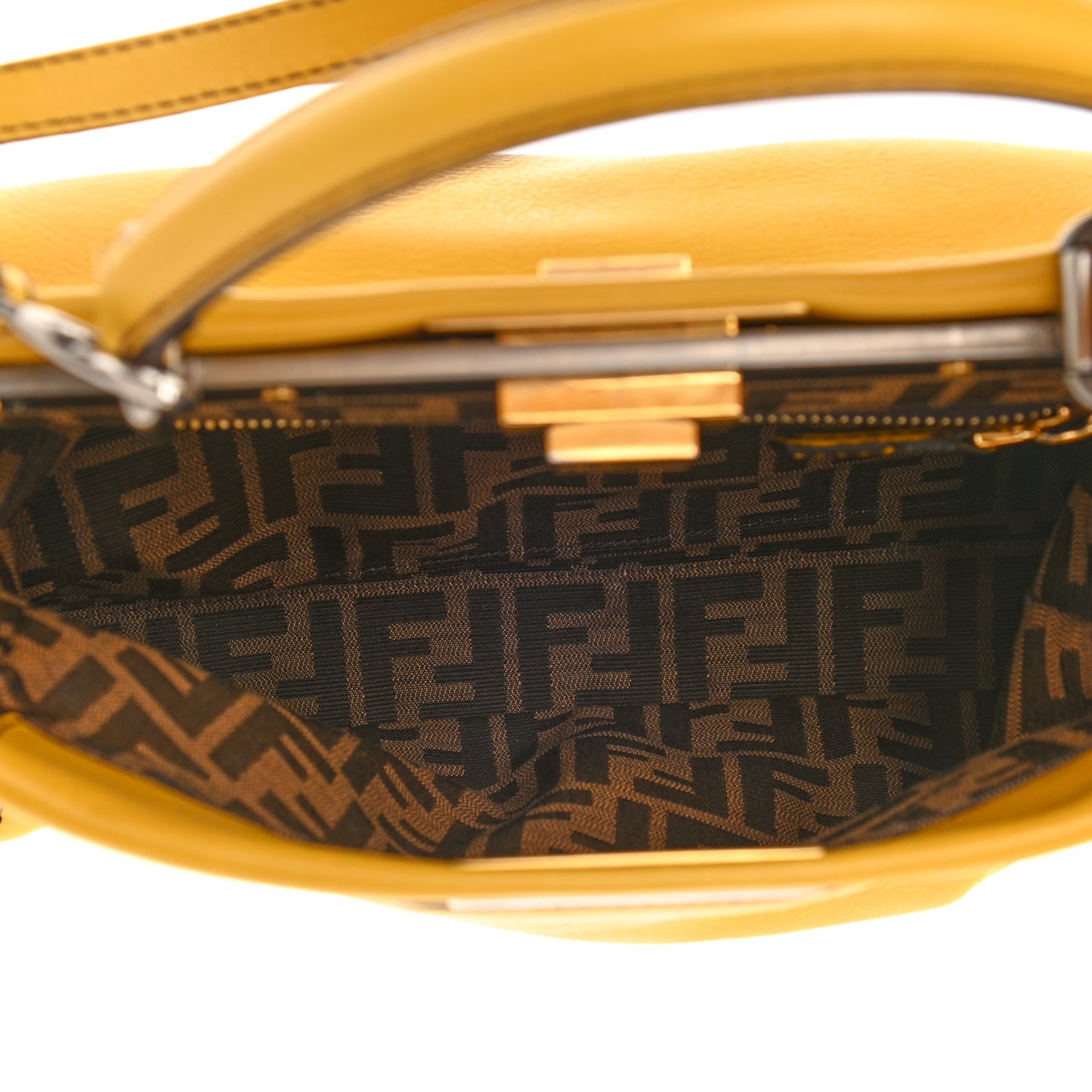 Vitello Zucca Large Peekaboo Iconic Satchel Yellow Tobacco