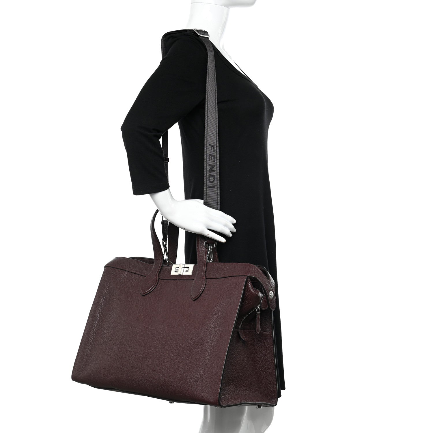 Fendi Cuoio Romano Peekaboo I SEE U Forty8 Satchel Granata 2 of 12