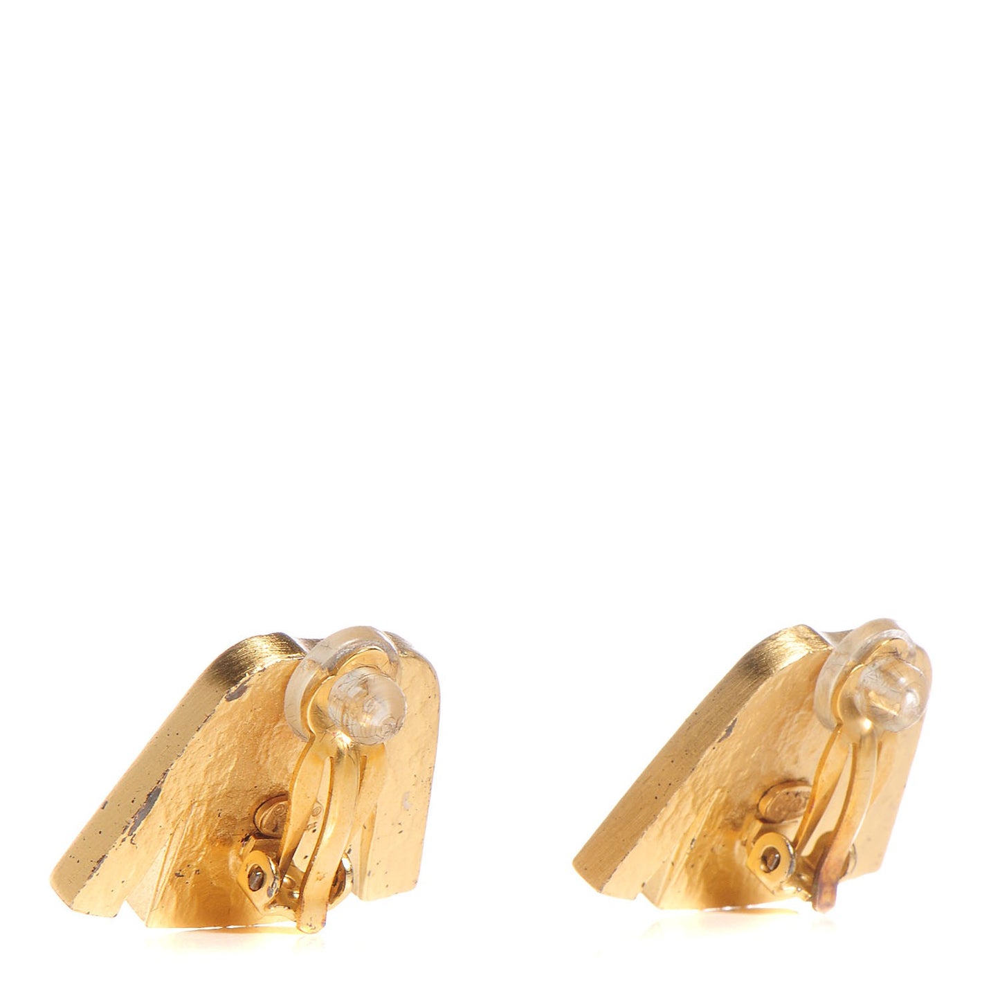 Enamel CC Jacket Clip On Earrings Black Gold