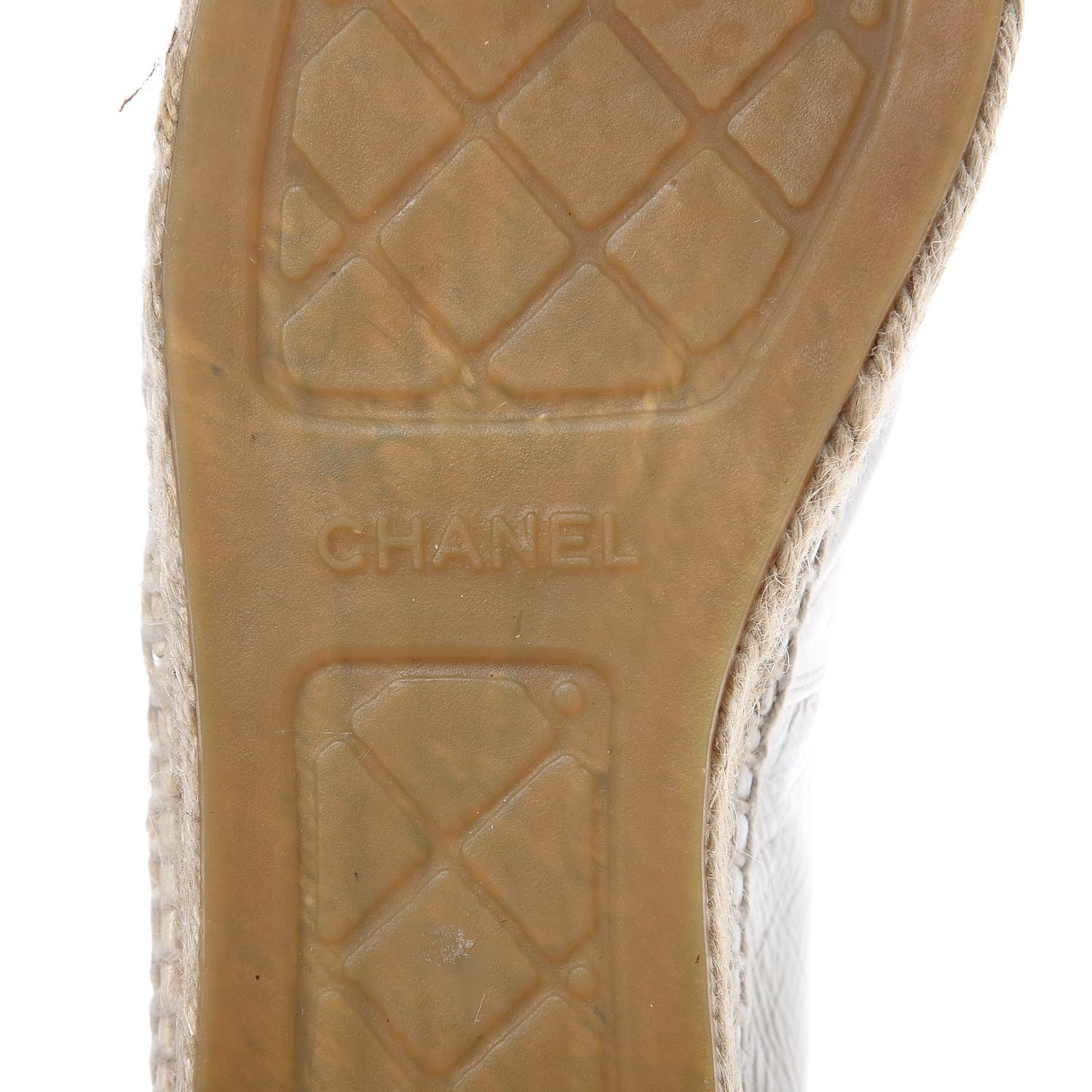 Metallic Calfskin Grosgrain CC Espadrilles 42 Ivory Black