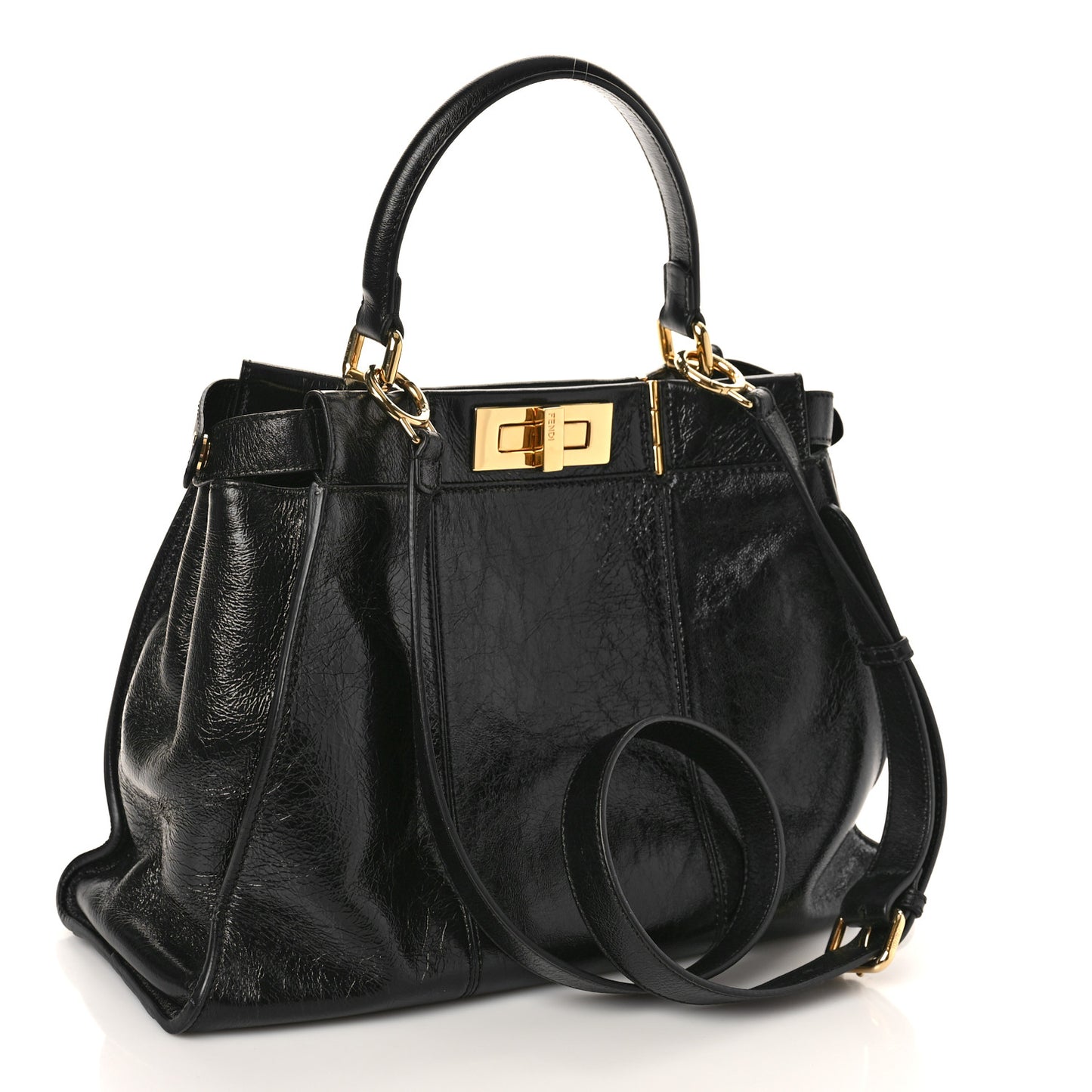 Agnello Old Shine Medium Peekaboo Iconic Satchel Black