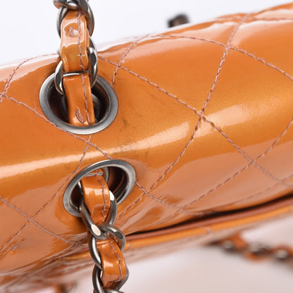 Chanel Patent Quilted Small Double Flap Orange 10 of 12