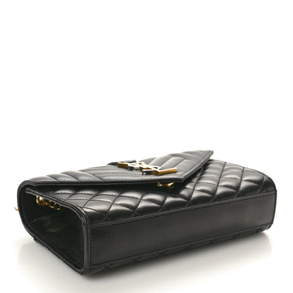 Saint Laurent Lambskin Mixed Matelasse Triquilt Small Monogram Satchel Black 4 of 9